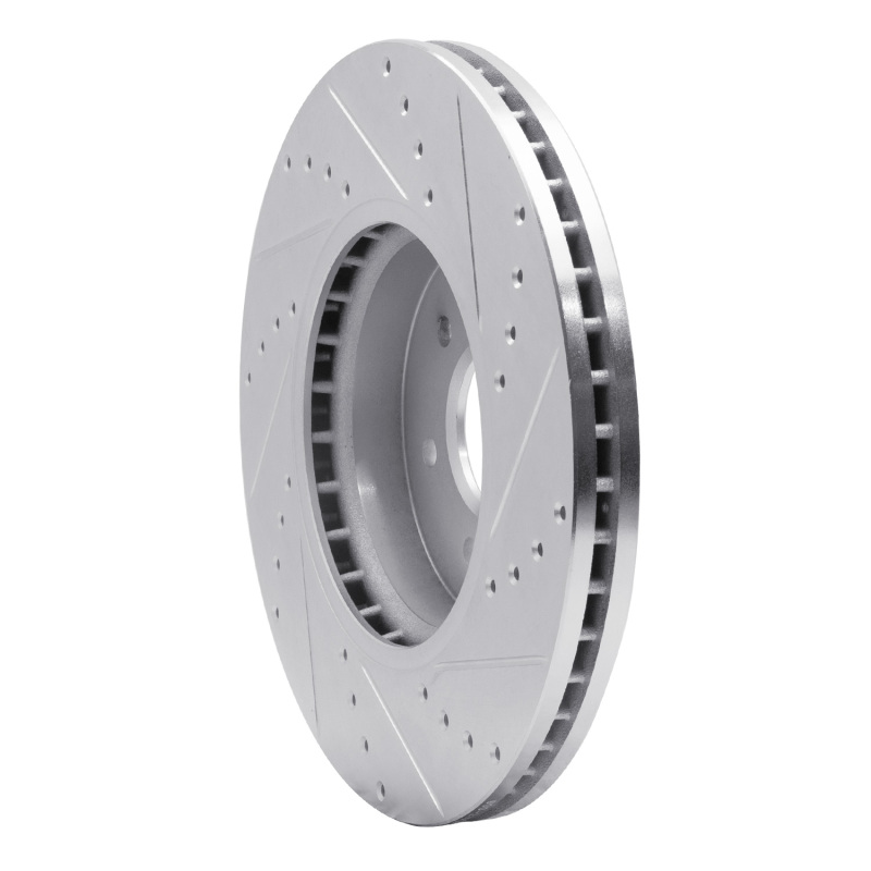 Kia BORREGO Brake Rotor (1) - Front Left - R1 Concepts - Drilled & Slotted - Silver - `09-`10